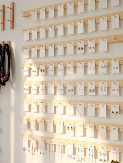 Wooden Jewelry Display Stand, Earring Organizer, Holder For Earrings, Necklaces, Rings, With Anti-Slip Golden Hooks, Suitable For Room Decor, Wedding, Jewelry Storage, Jewelry Store Decoration, Jewelry Exhibition Store Wall Decor