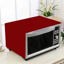 1 pieza de cubierta de polvo para horno microondas de pigmento hecha de lino tejido para decoración del hogar, a prueba de polvo y que evita las manchas y el polvo - color sólido - Ver 10
