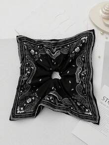 1件复古牛仔蓝腰果花超大号围巾发圈，小众设计发绳，2025新款波西米亚风发带发饰 - 彩色 - 查看 9