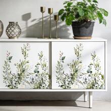 1/3片装绿色植物花卉厕所贴纸，图案为瀑布桉树叶、绿植和玫瑰，适用于浴室、厨房、卧室、客厅、办公室和家居装饰。 - 花卉植物牆貼 - 查看 9