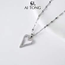 1 chiếc dây chuyền mặt hình trái tim tối giản sang trọng, đa năng, phù hợp cho nữ giới đeo hàng ngày. - Bạc - Xem 7