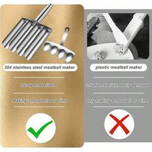 Stainless Steel Meatball & Salad Patty Maker Set - Non-Stick Multi-Functional Kitchen Tool For Making Perfect Shaped Meatballs, Dough And Ice Cream Balls - Silver - View 4