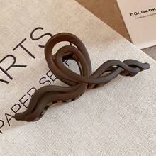 1个哑光纹理交叉波浪发爪夹 - 咖色 - 查看 2