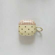 极简棕色格子黄色底星形挂环耳机保护套，兼容 Pro 3、新款Pro 2、可爱苹果4代耳机，简约时尚，女士耳机保护套（1/2代） - 乳黃色 - 查看 9