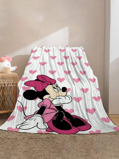 1件卡通人物印花法兰绒毯 - 柔软舒适，适合户外、旅行、露营、沙发、床上用品 - 现代可爱卡通简约印花，四季皆宜的多功能床上用品配件