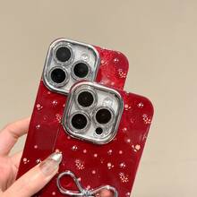 1pc 3D Flower & Bow Decor Phone Case, Shockproof Fashionable Phone Cover For IPhone - Multicolor - View 5