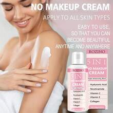 Crema para la piel desnuda 5 en 1 de 100g, base de maquillaje, proporciona un brillo radiante, rellena los poros, control del aceite, enriquecida con vitamina E, hidratación duradera, se puede usar como base, textura no grasa, aplicación suave, crea un maquillaje perfecto - Blanco - Ver 6