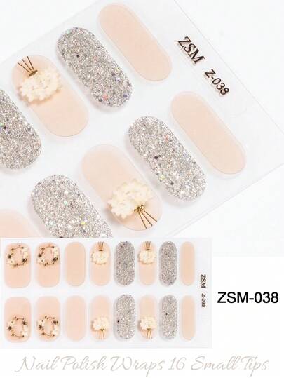 16pcs Semi-Cured Jelly Nude Color Gel Nail Stickers, No UV Lamp Needed, Salon Quality, Long-Lasting