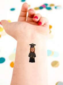 10/20/30/60张临时纹身贴纸，定制面部纹身贴纸，毕业纹身贴纸，毕业派对礼品，毕业派对，定制照片纹身贴纸，毕业临时纹身贴纸，2026届毕业生，情人节礼物，情侣照片，圣诞礼物，家居装饰，装饰品，个性化礼物，定制礼物 - 彩色 - 查看 11