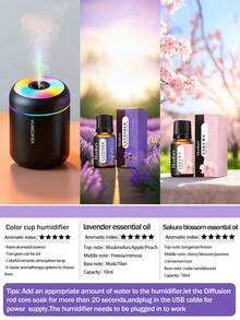 Portable Humidifier, Mini Desktop USB Humidifier, 180ml Water Tank, 2W Low Noise Suitable For Office, Travel, Bedroom, Black/White Car Accessories, Aromatherapy Humidifier, Air Freshener - Cylinder - View 12