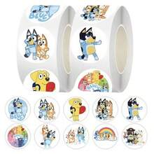 Bluey 500pcs Brui Cartoon Stickers - 10 Cute Designs, Thick & Durable, Suitable For Laptops, Luggage, Notebooks, Great For School, Travel, DIY, Fun Cartoon Sticker Set, Ideal For Kids Projects And Party Favors - Multicolor - View 16