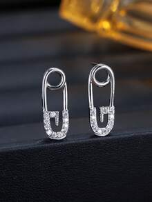 一对优雅的锆石耳钉，时尚百搭的通勤耳环，为日常佩戴增添魅力 - 耳環 - 查看 5