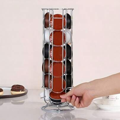 Organizador de Cápsulas de Café (1 unidade), Caixa para Armazenamento de Cápsulas de Café, Capacidade para 32 Cápsulas, Estrutura em Ferro, Durável e Resistente, Organizador de Grãos de Café, Acabamento Galvanizado para um Toque Luxuoso e Sofisticado, Prateleira Organizadora para Cozinha, Ideal para Casa, Escritório, Sala de Espera, Bar e Restaurante. Um Presente Ideal para Aniversários, Casamentos ou Comemorações de Aniversário.