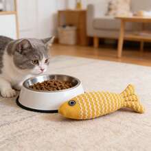 1个猫咪鱼形咀嚼玩具，趣味互动柔软逼真鱼形玩具，适合猫咪训练和玩耍，猫咪用品 - 彩色 - 查看 3