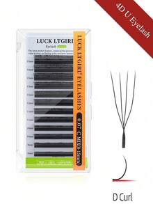 12 Rows 0.07 D 4D U-Shape Eyelash Extensions, Premium U-YY Lashes, Lash Tech Supplies,Soft & Fluffy Premade Fans Lash Clusters, False Eyelashes - D - View 2