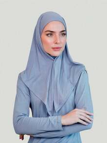 1pc Premium Instant Triangle Hijab, Crystal Linen Material, Self-Tie Design, Quick Wrap Without Slipping, No Undercap Needed, Suitable For Daily Wear, Prayer, And Outings - Triangular Scarf - View 5