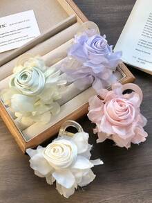 1 Peça Grampo de Cabelo Grande com Flor de Rosa Falsa, Estilo Princesa Doce e Elegante, Versátil, Adequado para Fixar Penteados Meio Presos, Ideal para Passeios na Primavera, Piqueniques, Sessões de Fotos, Encontros, Festivais, Festas - Multicolorido - Visão 6