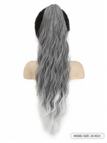WIGGAGA Ss Style Inspo Woman Vacation Outfits Valentine's Day Summer Outfits Summer 26 Inch Long Water Wave Heat Resistant Synthetic Ponytail, Daily Use Wig Hair Scrunchie For Women - Ombre - View 6