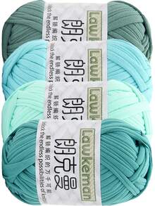 Lawkeman 4 pezzi/400g Filato di alta qualità per magliette, rotoli di filato per magliette - 2 cm di larghezza, filato intrecciato e lavorato a maglia, morbido e versatile, adatto per artigianato fai-da-te, può essere utilizzato per uncinetto e tessitura di borse, cuscini, bambole, coperte, pantofole, progetti all'uncinetto, ecc. Disponibile in più colori, filato multicolore | Filato in poliestere | Filato per uncinetto | Filato per artigianato | Palline di filato dai colori vivaci | Materiali per artigianato multifunzionali, accessori e forniture per la tessitura - Stili multipli - Visualizzare 20