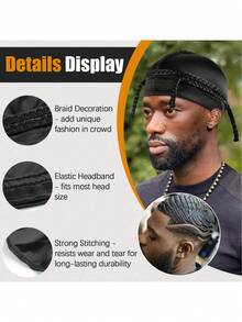 360°波浪帽，透气压缩帽，男士弹性睡眠护发帽（1个），适合编发造型 - 多色 - 查看 7