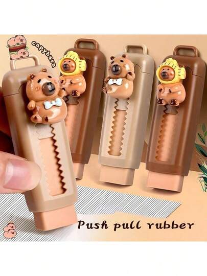 Gomme à pousser-tirer pour étudiants, nettoie en profondeur sans laisser de marques, fournitures de papeterie, hippopotame, fournitures pour examens et de bureau, fournitures scolaires, rentrée des classes, cadeau d'anniversaire, fête des mères