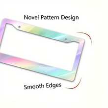 1PC 2D Flat Metal License Plate Frame Licence Plate Cover With Pastel Abstract Smooth Curves Design For Outdoor Car Decoration Summer Solstice Celebration, 2D Flat - 6.3x12.2吋(16x31公分) - 查看 4