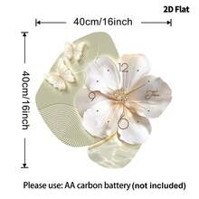 2D花卉艺术挂钟，现代静音石英机芯装饰挂钟，适用于卧室、餐厅、客厅、办公室、沙发背景墙、家居装饰 - 彩色 - 查看 14