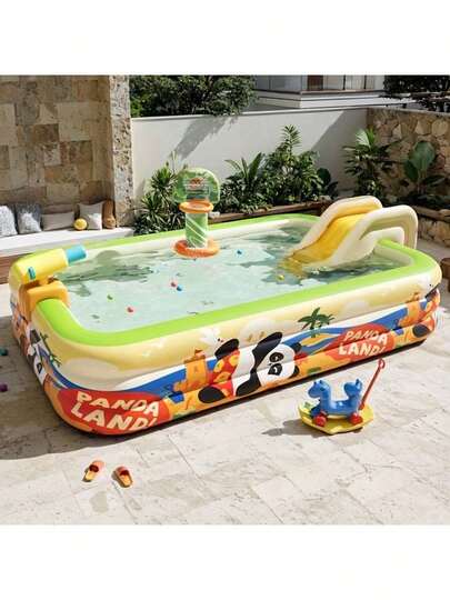 Panda Inflatable Swimming Pool, Summer Courtyard Water Park Pool, Multi-Functional Outdoor Portable Swimming Pool Suitable For Courtyards, Lawns And Gardens, Large Water Play Area Suitable For Family Gatherings