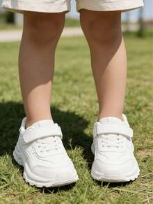 1双儿童白色运动鞋，儿童运动鞋，新款春秋季女童厚底运动鞋，学生男童跑步鞋 - 白色 - 查看 4