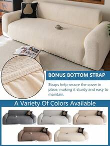 1pc Classic Solid Color Sofa Cover, High Elasticity, Dust-Proof And Dirt-Resistant, Machine/Hand Washable Furniture Protector, Suitable For All Seasons, Fits 3/4 Seater Sofa (Multiple Sizes Available) - Beige - View 5