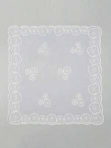 1pc Fashion Women's High-Quality Lightweight Floral Embroidered 80cm Bandana Scarf, Wedding Accessories, Head Scarf For Women, Suitable For Weddings, Parties, Gatherings, All Seasons - 白色 - 查看 2