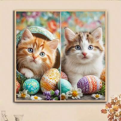 1pc DIY Cat Pattern 5D Diamond Painting Kit, [30*30cm/11.8*11.8in] [40*40cm/15.7*15.7in], Suitable For Adult Beginners DIY Mosaic Diamond Art, Full Drill Handmade Hobby, Wall Decor For Living Room, Bedroom, Office, Surprise Gift For Family And Friends, Frameless