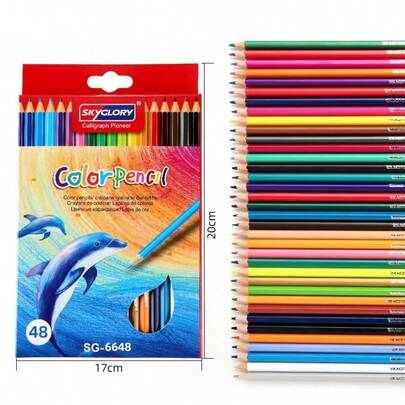 12pcs Creative Thick Core Colored Pencils, Hexagonal Colored Pencil Set, Suitable For Student Art Drawing Sketching, Random Colors