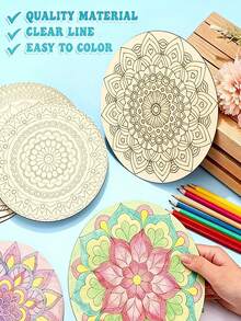Miếng lót ly bằng gỗ vẽ tay hình Mandala, khối gỗ chưa hoàn thiện, giao hàng ngẫu nhiên, thích hợp cho giải trí tại nhà, thủ công mỹ nghệ, quà tân gia, quà sinh nhật và các buổi họp mặt gia đình - Đồ trang trí nhà cửa và phòng ăn chất lượng cao. - Nhiều màu - Xem 2