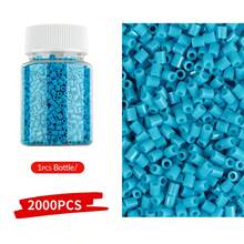 2,6 mm Perles de fusion Sundymot, série de couleurs bleues, emballées individuellement, 2000 pièces+ avec bouteille de rangement, anti-déversement, fournitures artisanales pour fabrication de bijoux, pendentifs, porte-clés, cadeaux pour remise des diplômes, rentrée scolaire, Noël, fête, anniversaire, kit de recharge de perles de fusion multicolores de 2,6 mm - Perles puzzle de 2,6 mm - Voir 21