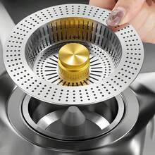 1pc Kitchen Sink Strainer, Universal Pressure Type Sink Drain Stopper, Fits Washing Basin - A - View 3