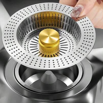 1 cái lưới lọc bồn rửa nhà bếp, nút chặn thoát nước bồn rửa kiểu áp lực đa năng, phù hợp với bồn rửa chén.