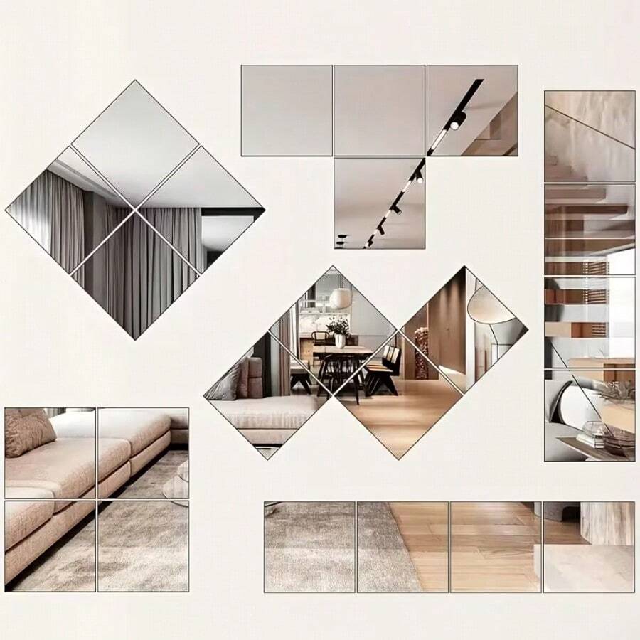 1/5/10pcs Elegant Acrylic Square Mirror Tray Set - 8inch Perfect For Weddings, Showers & Birthdays - Ideal Table Centerpiece & Decor - Square - View 1