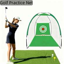适用于后院练习挥杆的高尔夫击球练习网，适用于室内外车库的高尔夫球击球、投掷和击球练习网，带框架和球网的高尔夫挥杆训练冲击笼。 - 綠色 - 查看 1