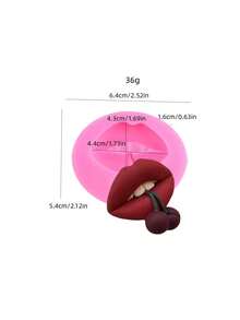 1pc Cherry Lip Shaped Silicone Mold, DIY Valentine's Day Mold - Pink - View 6
