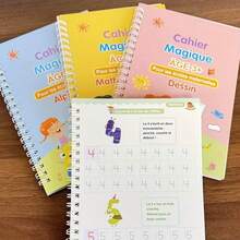 4 French Calligraphy Practice Sets, Alphabet And Number Workbook, French Beginner Activity Copybook, Including 1 Set Of Magic Pens - A - View 3