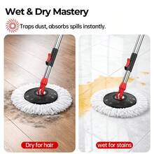 Three Best-Selling Rotating Mop Bucket Sets, Suitable For Both Wet And Dry Use. Each Set Includes A 360° Rotating Mop Bucket System, Three Microfiber Mop Heads, And A 61-Inch Adjustable Stainless Steel Handle For Effective Floor Cleaning. - TB01 - 查看 3