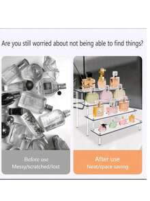 1pc Transparent Acrylic Multi-Layer Storage Rack, Dorm Desk Makeup Perfume Display Stand Organizer - Multicolor - View 5
