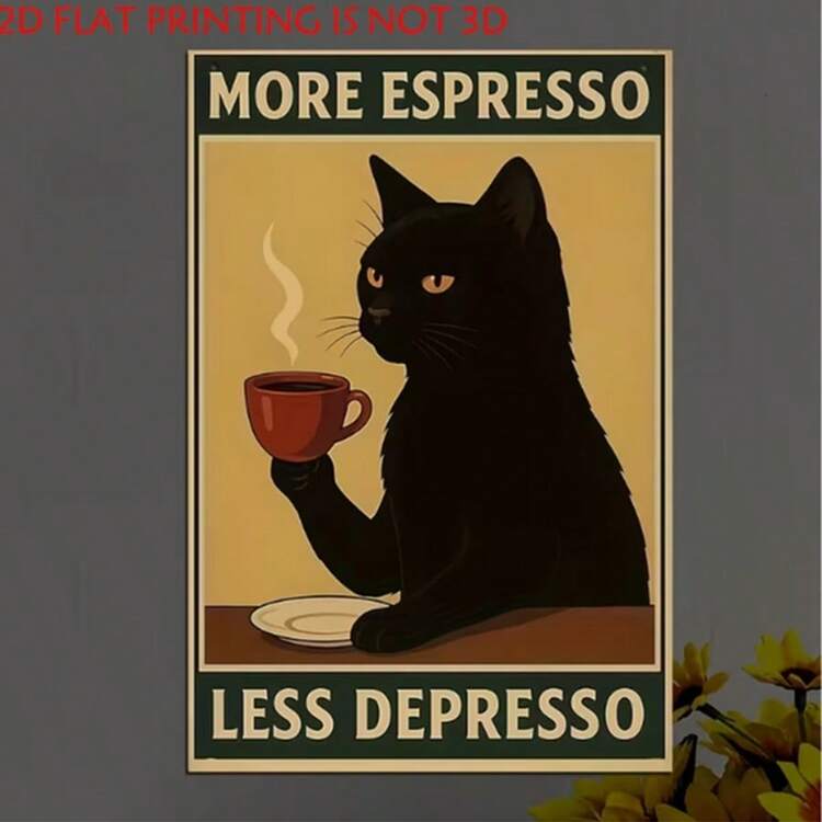 2D Flat 1 Retro Wooden Decorative Plaque: Interesting Decoration, More Espresso, Less Depression, Black, Suitable For Home, Office, Bar, Indoor And Outdoor Decoration, Perfect Gift - 1PC - View 2