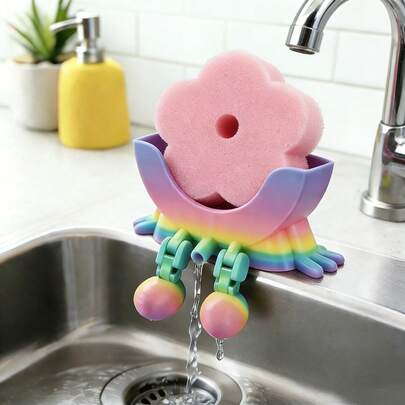 2026 New Creative 3D Printed Sponge Holder With Drainage Holes, Cute And Functional Sponge Rack For Kitchen Sink And Countertop, Plastic Storage Organizer, Kitchen Decor And Lovely Ornament, Ideal Gift