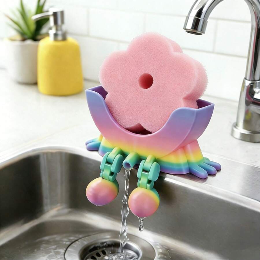 2026 New Creative 3D Printed Sponge Holder With Drainage Holes, Cute And Functional Sponge Rack For Kitchen Sink And Countertop, Plastic Storage Organizer, Kitchen Decor And Lovely Ornament, Ideal Gift