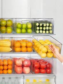 1/2pcs Transparent Plastic Storage Box, Food Pantry Organizer Box And Storage Container, Refrigerator Organizer Box, Kitchen Cabinet Organizer Box, Home Bathroom Freezer Refrigerator Storage Box, Food Storage And Organization Set - Clear - View 6