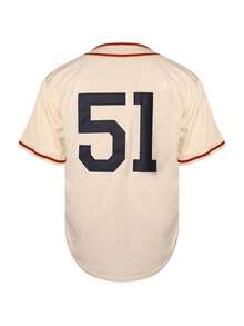 Men's San Francisco 51 Baseball Jersey, Cream Black Orange Athletic Short Sleeve Button Up Shirt For Game Day & Daily Wear - 米白 - 查看 4