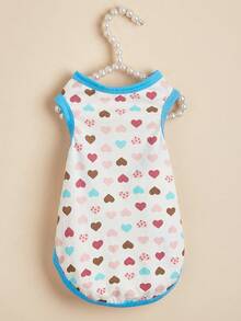 1pc Heart Print Pet Vest, Summer Breathable Tank Top For Small Dogs & Cats, Anti-Shedding Apparel - Multicolor - View 1