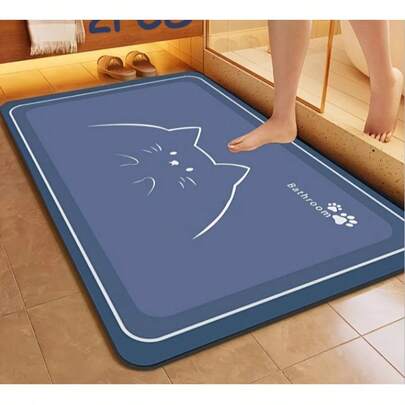 1pc Silica Gel Bath Mat, Suitable For Bathroom, Shower Room, Laundry Room, Bedroom, Living Room, Doormat, Kitchen Floor Mat, RV Bathroom